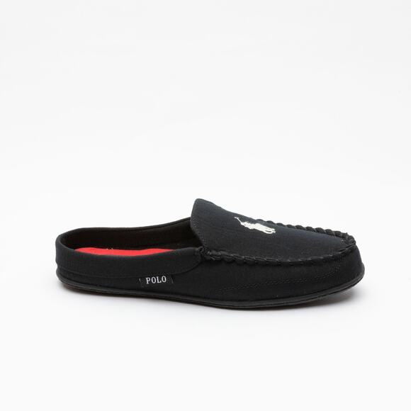Polo Ralph Lauren Men Collins Pique Fabric Mule Black/Red Size 9 - Picture 1 of 9